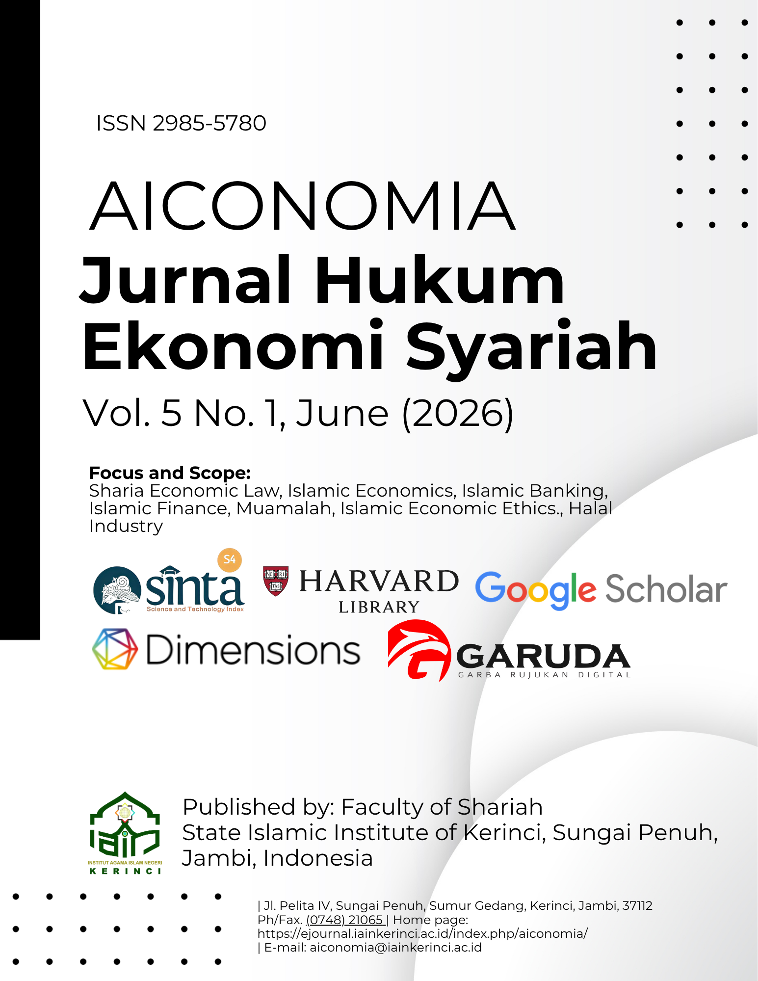					View Vol. 5 No. 1 (2026): Jurnal Hukum Ekonomi Syariah : aiconomia 2026
				